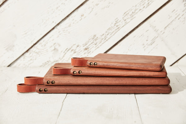 solid wood cutting boards with brass nails