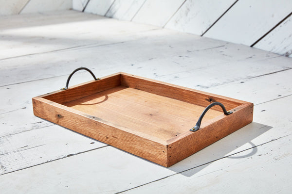 wood and metal serving tray