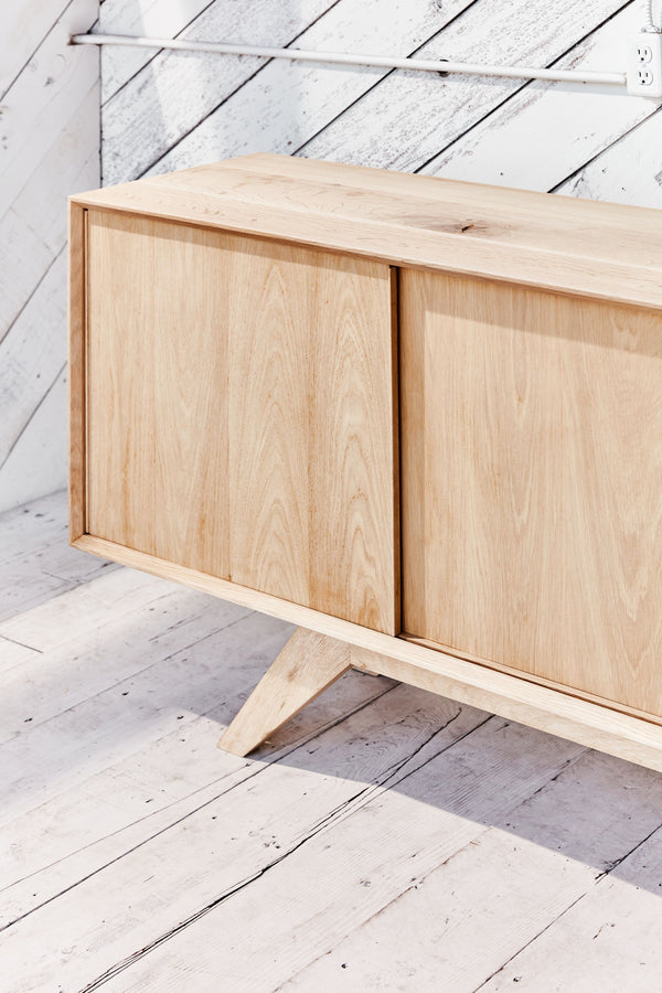 wood credenza with sliding doors