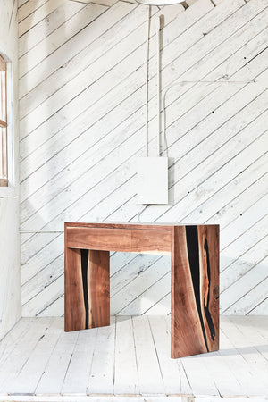 Black Walnut Epoxy River Console Table