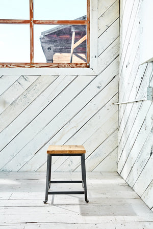 wood and metal industrial stool 3
