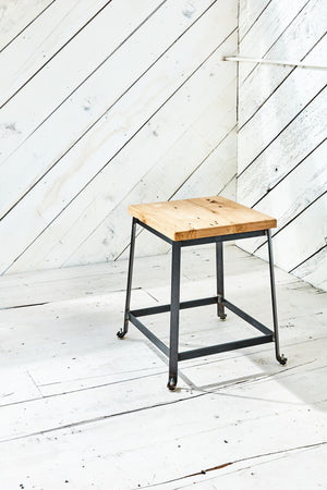 wood and metal industrial stool 1