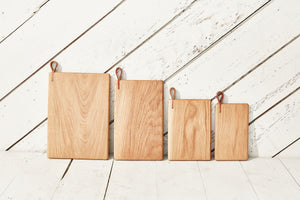 oak cutting boards with leather straps