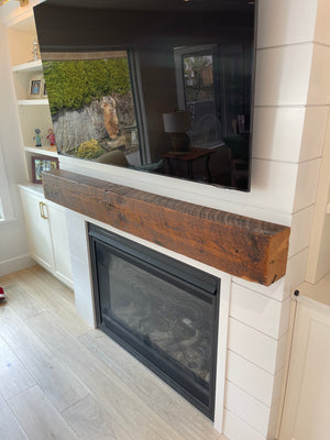 Rustic Barn Beam Mantel 7