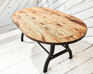 Cast Iron Leg-Dining Table - Stadium Shaped 1