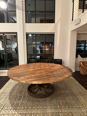 Industrial Pedestal Round Dining Table 1