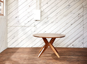 modern round walnut dining table