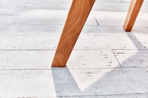 wood dining table with angle detail