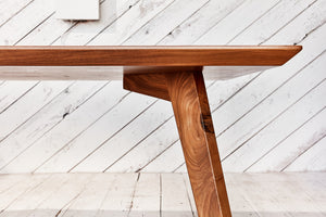 dining table with chamfered wood top