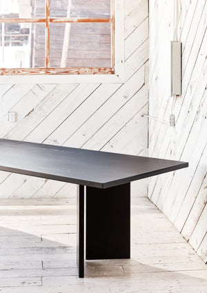 Brutalist design wood table