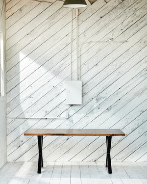 metal and wood dining table