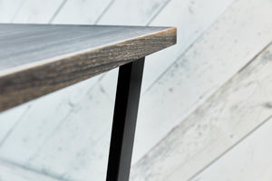 solid woo top and metal base desk