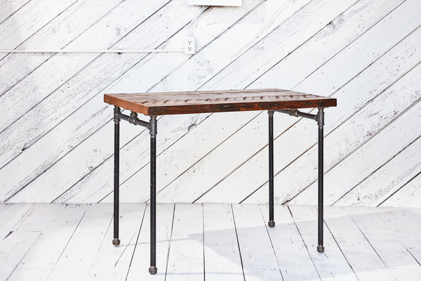 industrial wood and metal desk
