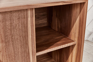 wood credenza with adjustable shelves