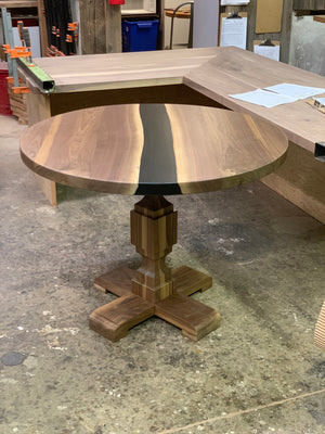 Walnut Pedestal Epoxy River Dining Table