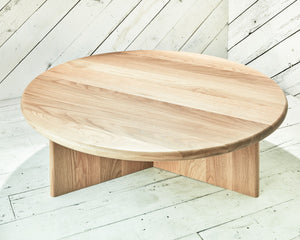 modern round wood coffee table