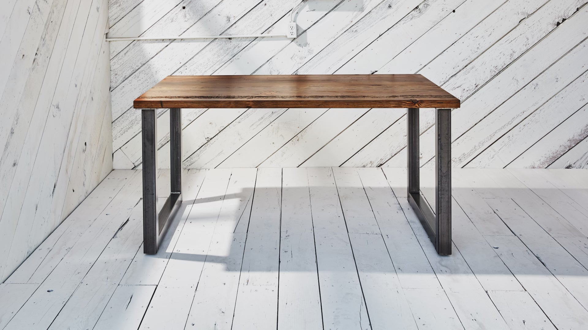 industrial dining table and bench