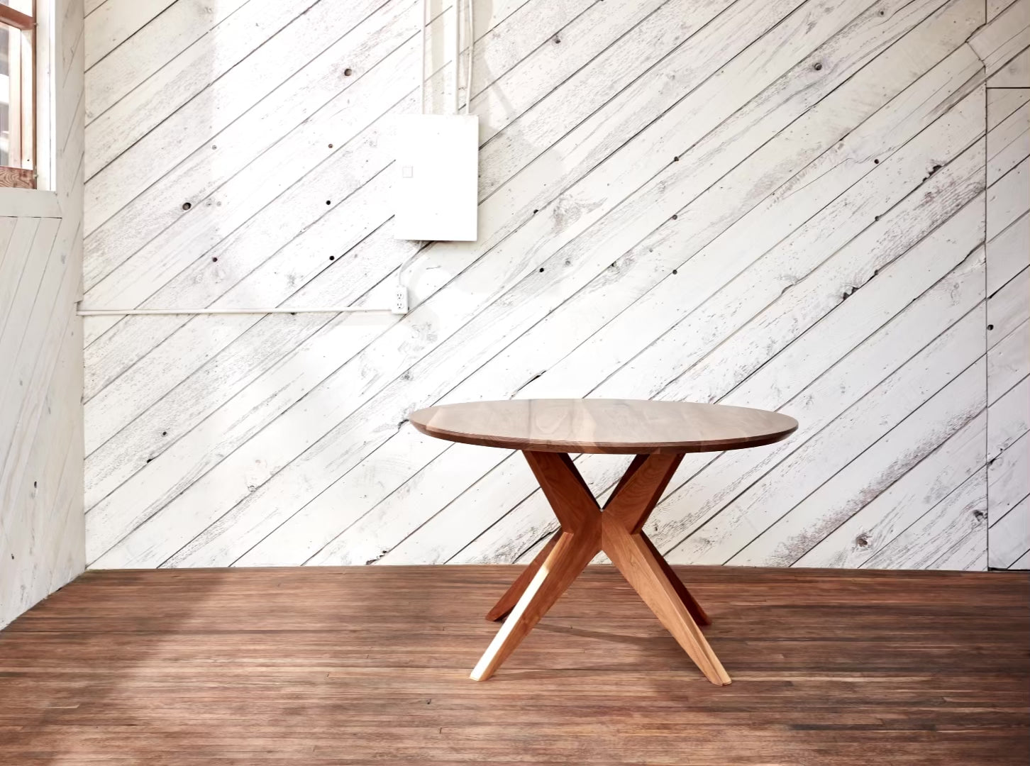 round walnut wood table