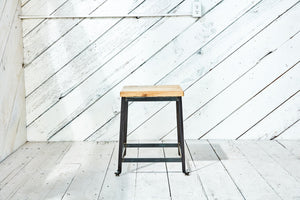 wood and metal industrial stool 2