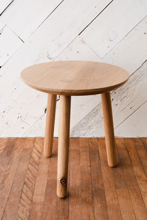 wood side table with round legs
